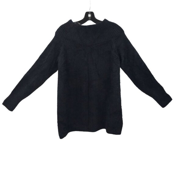 Loft Sweater Fuzzy Womens L Pullover Ribbed Wide Mock Neck Essential Tunic NEW - Picture 3 of 16